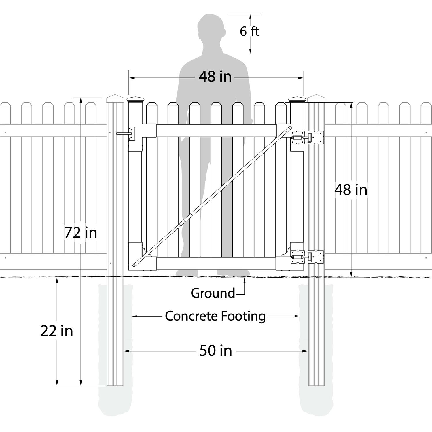 WamBam Fence 4 ft. x 4 ft. Premium Vinyl Classic Picket Fence Gate with Powder Coated Stainless Steel Hardware - Shop Hardware Tools Online Store