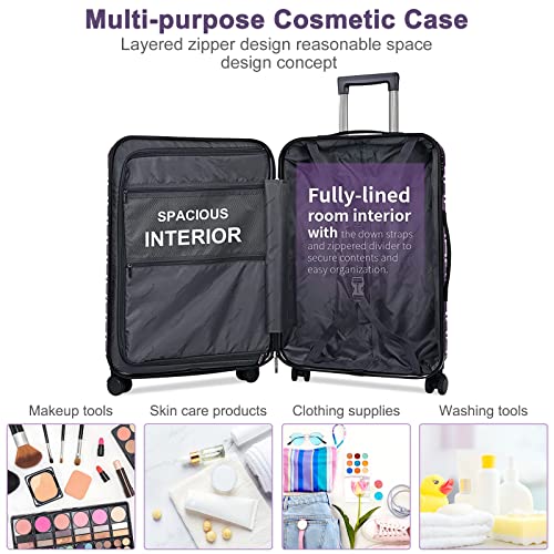 28" Expandable Luggage, Lightweight ABS+PC Carrying Suitcase with TSA Lock, Hard Case Luggage with Swivel Wheels (Black, 28" Check in)