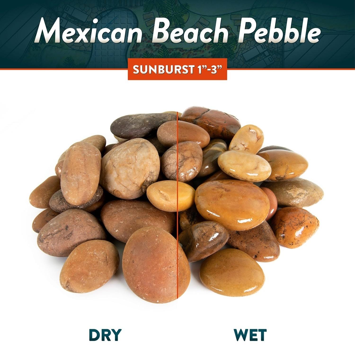 Mexican Beach Pebbles 40 lbs| Smooth Round Stones | Round Rock for Gardens, Landscape, Ponds, and Décor - 3x22-5x22 - Mexican Be
