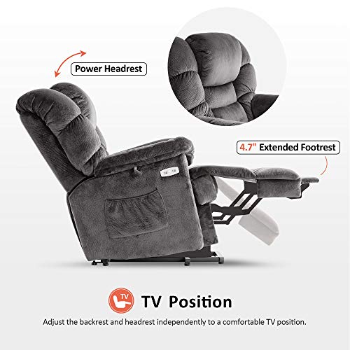 MCombo Triple Motor Power Lift Recliner Chair Sofa with Power Adjustable Headrest for Elderly People, Infinite Position, Fabric 7630 (Brown)