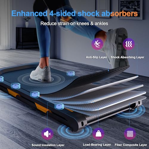 Walking Pad Under Desk Treadmill with Incline for Home Office, 2 in 1 for Walking and Jogging, Small Portable Walking Treadmill with Remote Control, Hidden Safety Switch