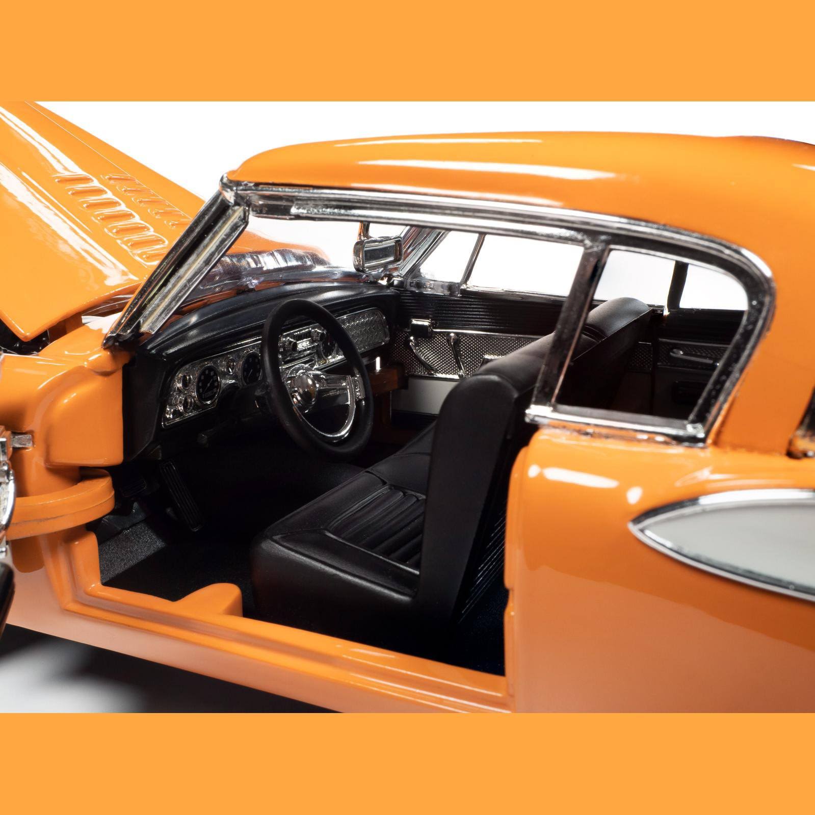 1957 Studebaker Gold Hawk Coppertone Orange and White 1/18 Diecast Model Car by Autoworld