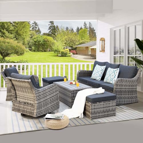 14 Pieces Large Patio Furniture Set, Modular Large Outdoor Sectional, Wicker Patio Sectional Sofa, Brown Rattan Conversation Set with Coffee Table & Adjustable Corner Sofa for Balcony