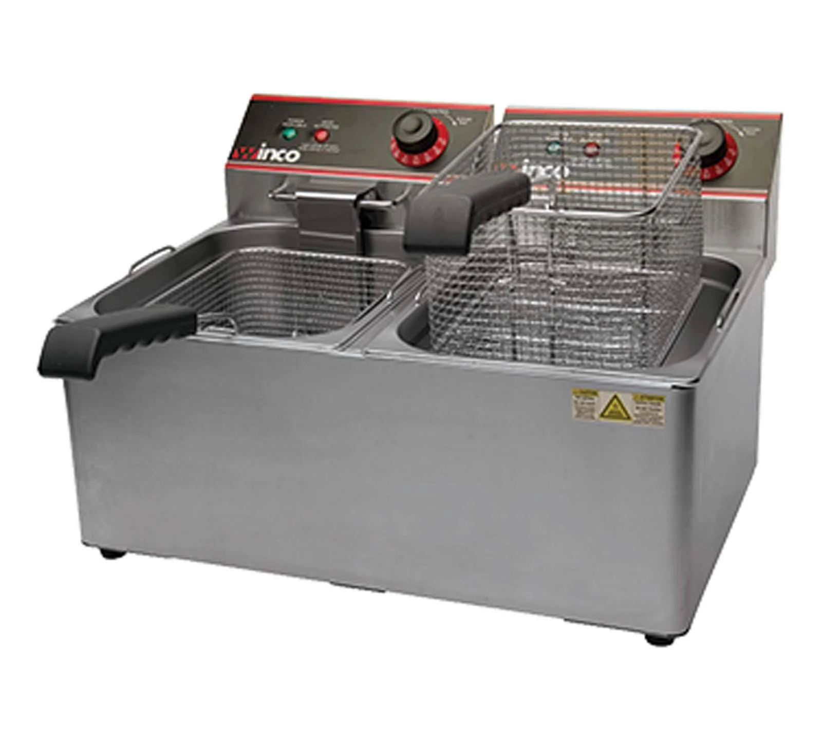Winco EFT-32 Countertop Electric Twin Well Deep Fryer 32 lb.
