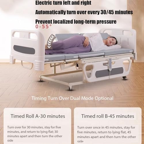 Electric Nursing Bed, Fully Automatic Medical Lifting Bed for The Elderly at Home, with Breathable Mattress and Silent Motor (C)