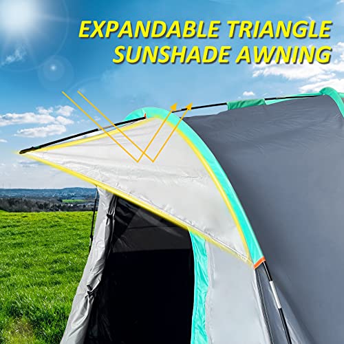 Pickup Truck Tent, Waterproof PU2000mm Truck Tent for Camping 5.5-6.5 Ft Bed,2-Person Sleeping Truck Bed Tent with Double Layer Design Windows, Pickup Tent with Expandable Triangle Sunshade Awning