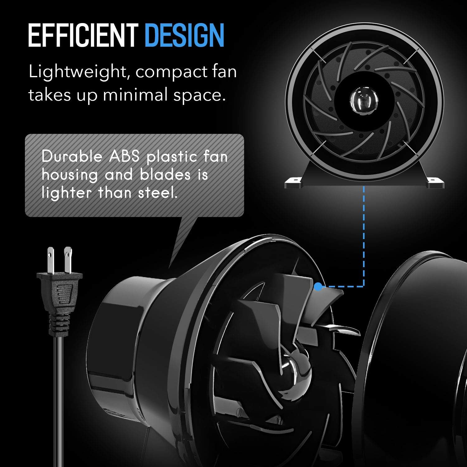iPower 4 Inch 195 CFM Inline Fan Circulation Vent Blower, Air Carbon Filter and 8 Feet Flexible Ducting for Grow Tent Ventilation, Exhaust, 4 Fan & Filter, HVAC Heating Cooling
