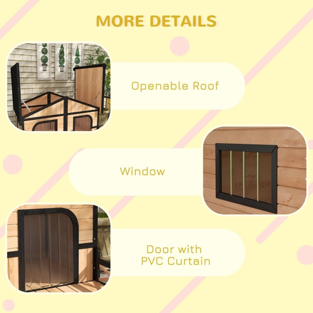 Dog House Outdoor Wooden Cabin House Style Wooden Dog Kennel with Porch Suitable for Small to Medium Sized Dogs Under 33 Lbs