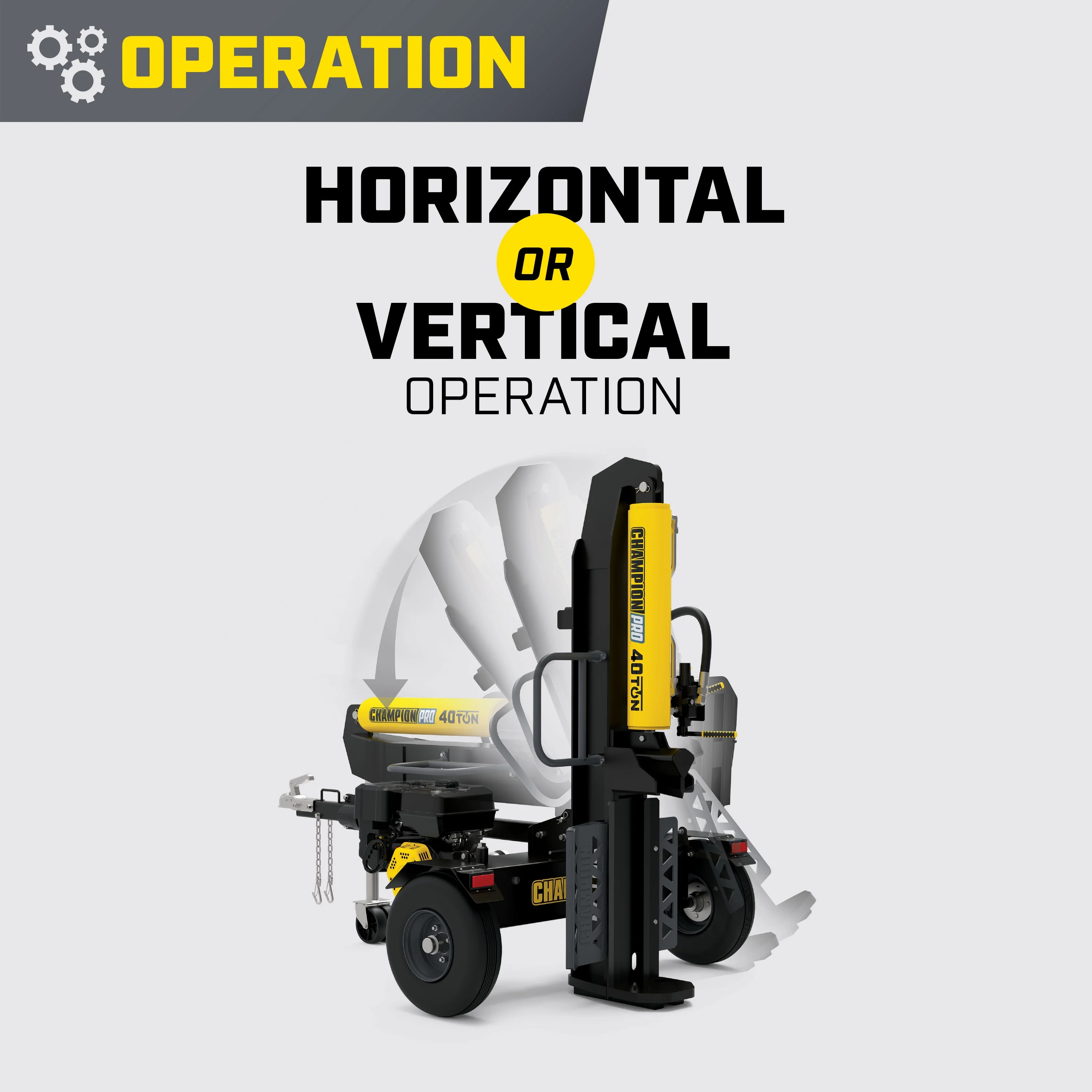 Champion Power Equipment PRO 40-Ton Horizontal/Vertical Full Beam Gas Log Splitter with Auto Return