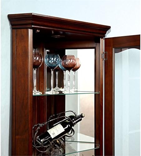 Furniture of America Lennie Wood Corner Curio Cabinet with Glass Door in Walnut