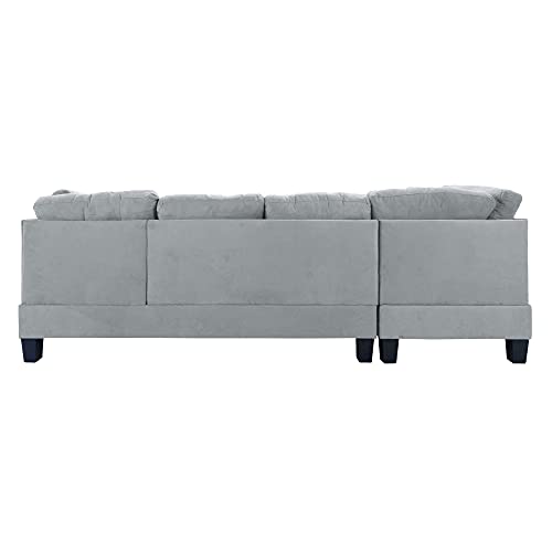 Casa Andrea Milano 3 Piece Modern Tufted Micro Suede L Shaped Sectional Sofa Couch with Reversible Chaise & Ottoman
