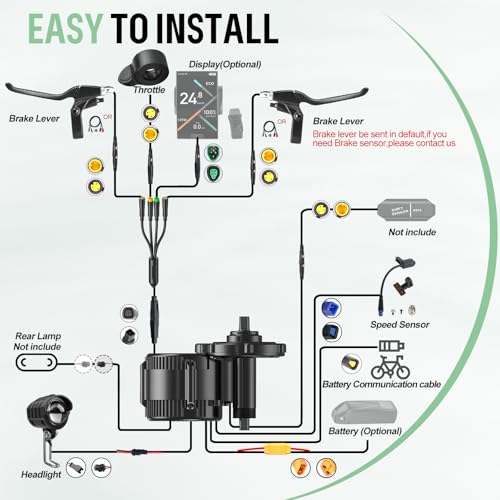 BAFANG Mid Drive Kit 750W 1000W 500W BBS02B BBS-HD Electric Bike Conversion Kit 48V 52V Ebike Conversion Kit for 68-73MM Mountain Bike Road Bike with Battery and Display(Optional)