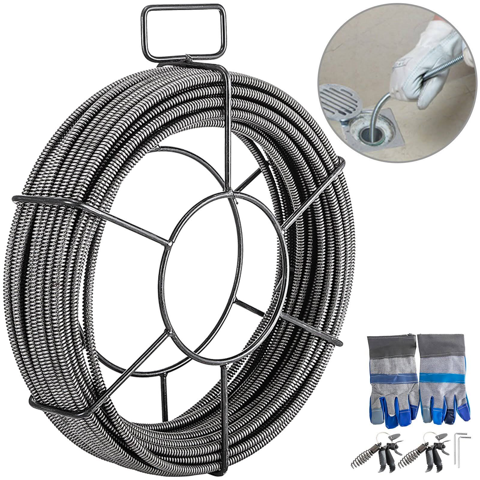 Vevor Drain Cable Sewer Cable 75ft 1/2in Drain Cleaning Cable Auger Snake Pipe
