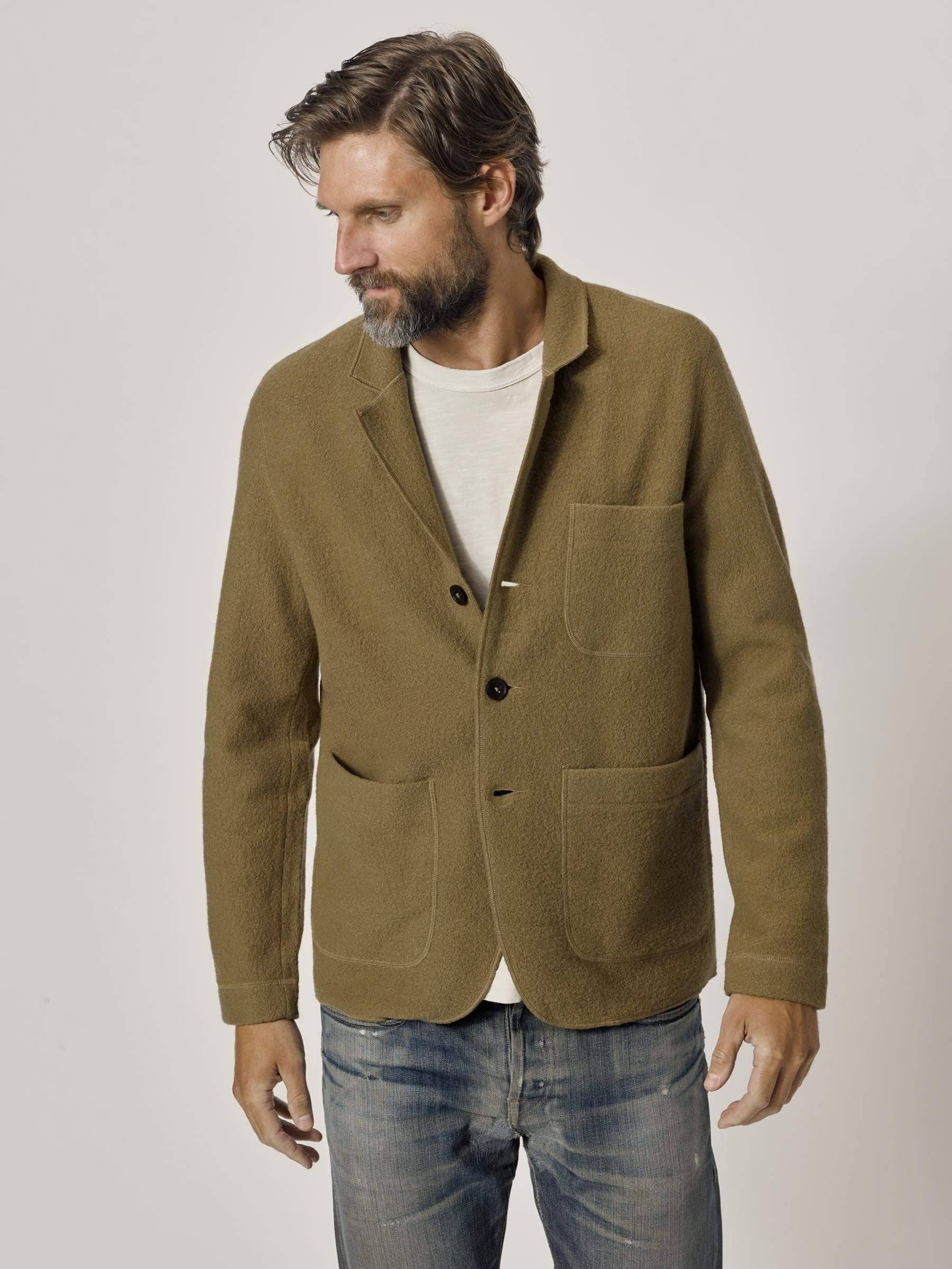 Buck Mason Men&s Felted Chore Coat in Camel, Size Small | Felt