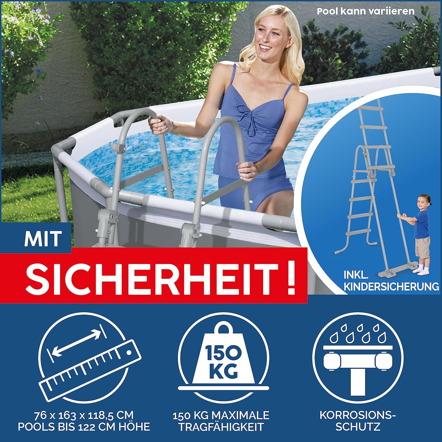 Bestway Power Steel Swim Vista Series Above Ground Pool Complete Set with Filter Pump 549 x 274 x 122 cm Stone Effect (Cream) Oval
