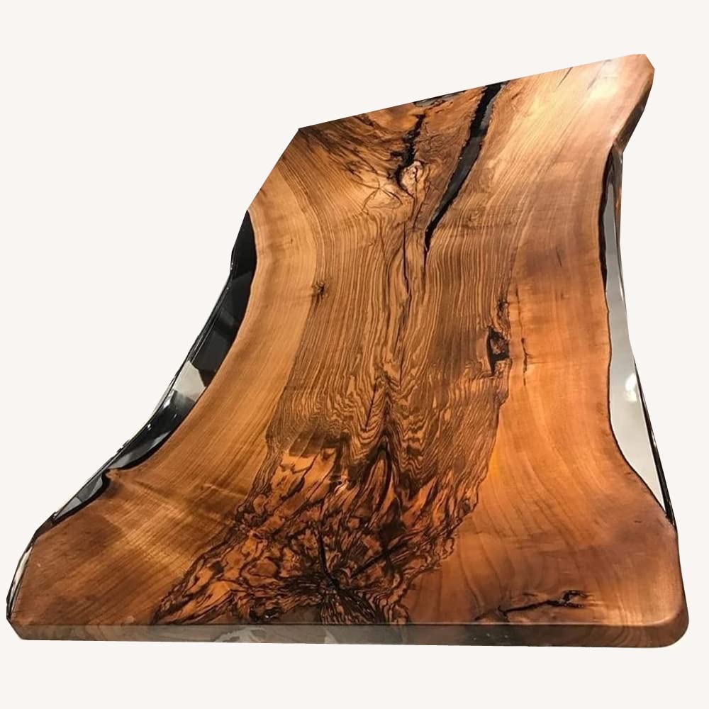 Live Edge | Clear Black Epoxy Resin Table Top | Acacia Wooden Solid Natural Table Top | Dining Furniture Art Decor Table