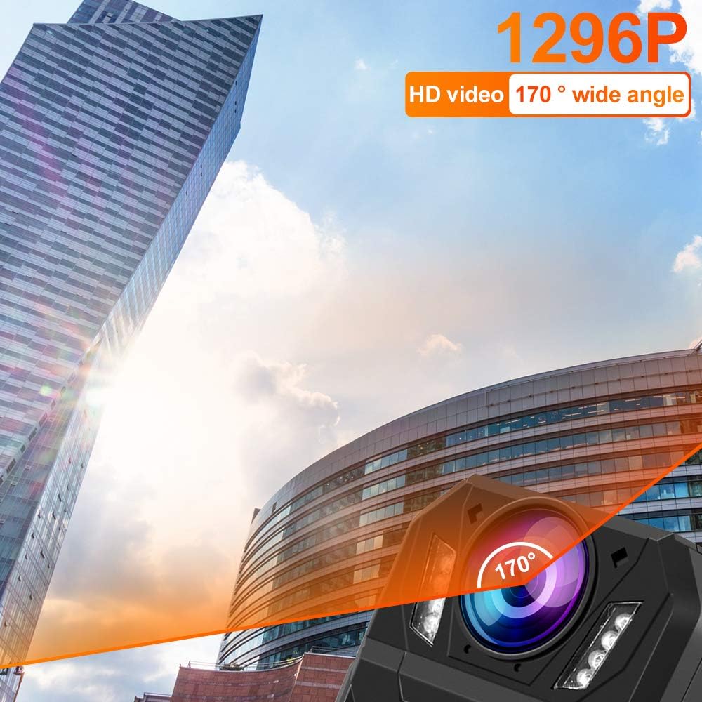CAMMHD DSJ-C11 Body Worn Camera 1296P HD Night Vision Recorder, 32GB Memory Body Camera with Audio and Video,4000mAh Battery,170°Wide Angle,Detaction Motion Police Body Cam Civilain Body Camera