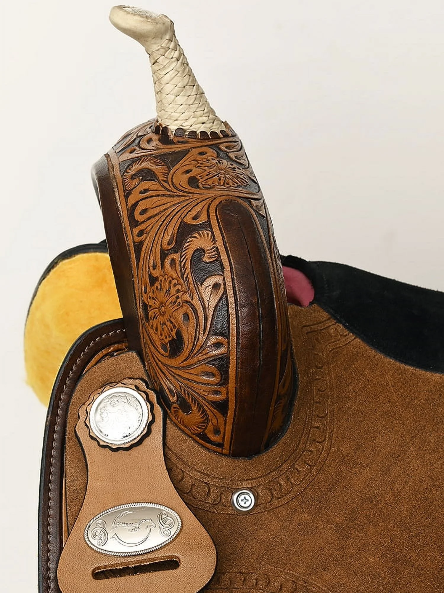 16ZI 17 In Comfytack Western Horse Barrel Racing Trail Pleasure  American Leather Saddle Tack Set With Reins Dark Brown