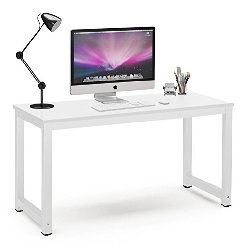 Tribesigns Modern Computer Desk, 63 x 31.5 inch Large Executive Office Desk Computer Table Study Writing Desk Workstation for Home Office, Spliced Desktop, White