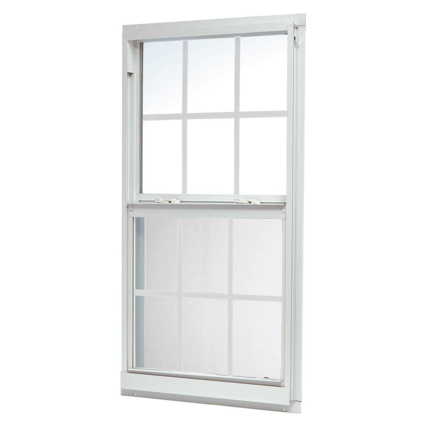 RELIABILT 46000 Series New Construction 35-1/2-in x 2-5/8-in Jamb White Aluminum Low-e Single Hung Window with Grids Half Screen Included - Shop Hardware Tools Online Store