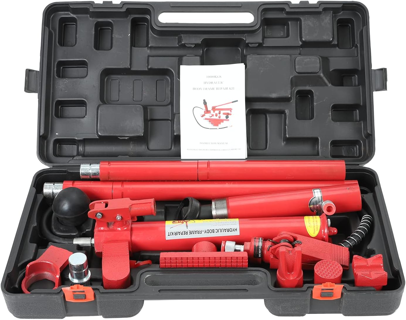 10 Ton Porta Power Kit - 2M(78.7 inch) Oil Hose Hydraulic Car Jack Ram for Loadhandler Truck Bed Unloader Farm and Hydraulic Equipment Construction - Red