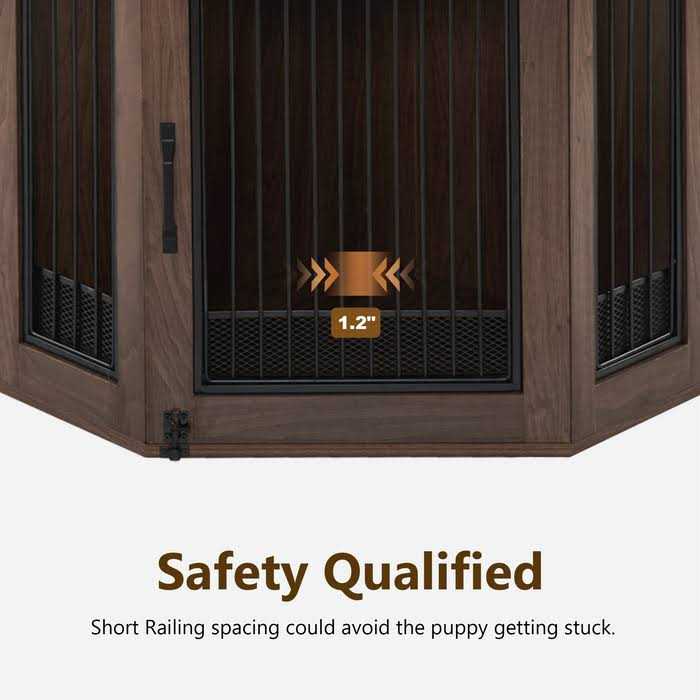 MCombo Corner Dog Crate Furniture with Glass Shelves Wooden Dog Kennel Furniture with Door - Pet Supplies online store
