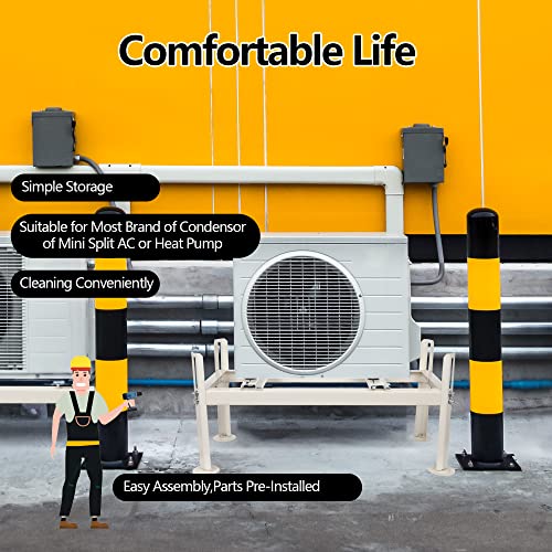 WeCooper Mini Split Ground Stand,Heavy-Duty Condenser Stand,Mini Split AC Bracket for Ductless Air Conditioners Heat Pump System