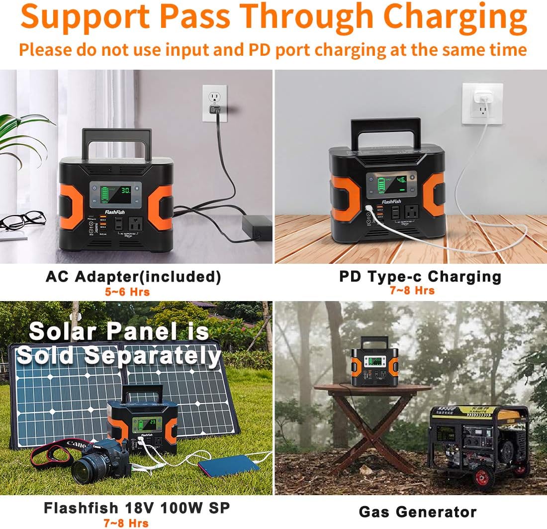 200W Peak Power Station, Flashfish CPAP Battery 166Wh 45000mAh Backup Power Pack 110V 150W Lithium Battery Pack Camping Solar Generator For CPAP Camping Home Emergency Power Supply