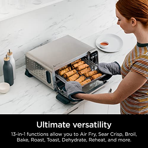 Ninja Foodi Smart 13-in-1 Dual Heat Air Fry Countertop Oven, Dehydrate, Reheat, Smart Thermometer (Renewed)