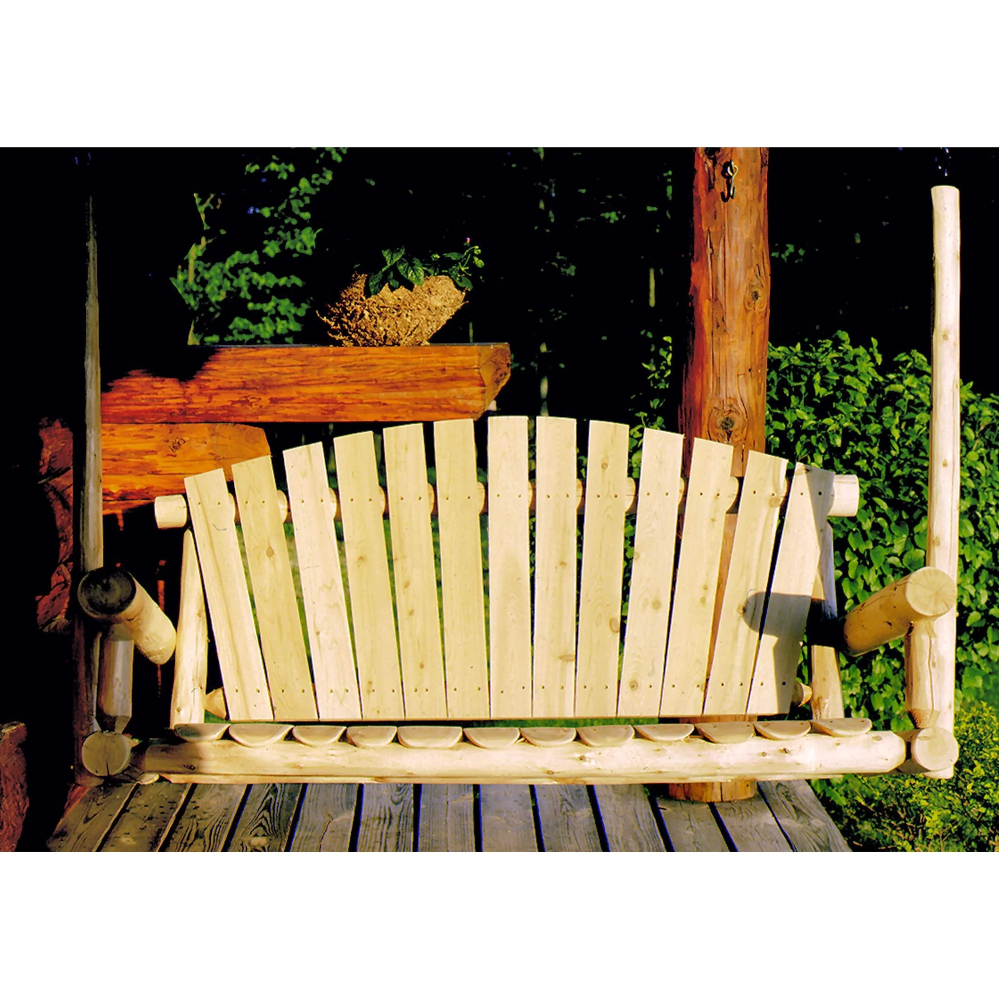 Lakeland Mills 5 Ft Rustic Cedar Wood Log Outdoor Porch Swing Furniture, Natural