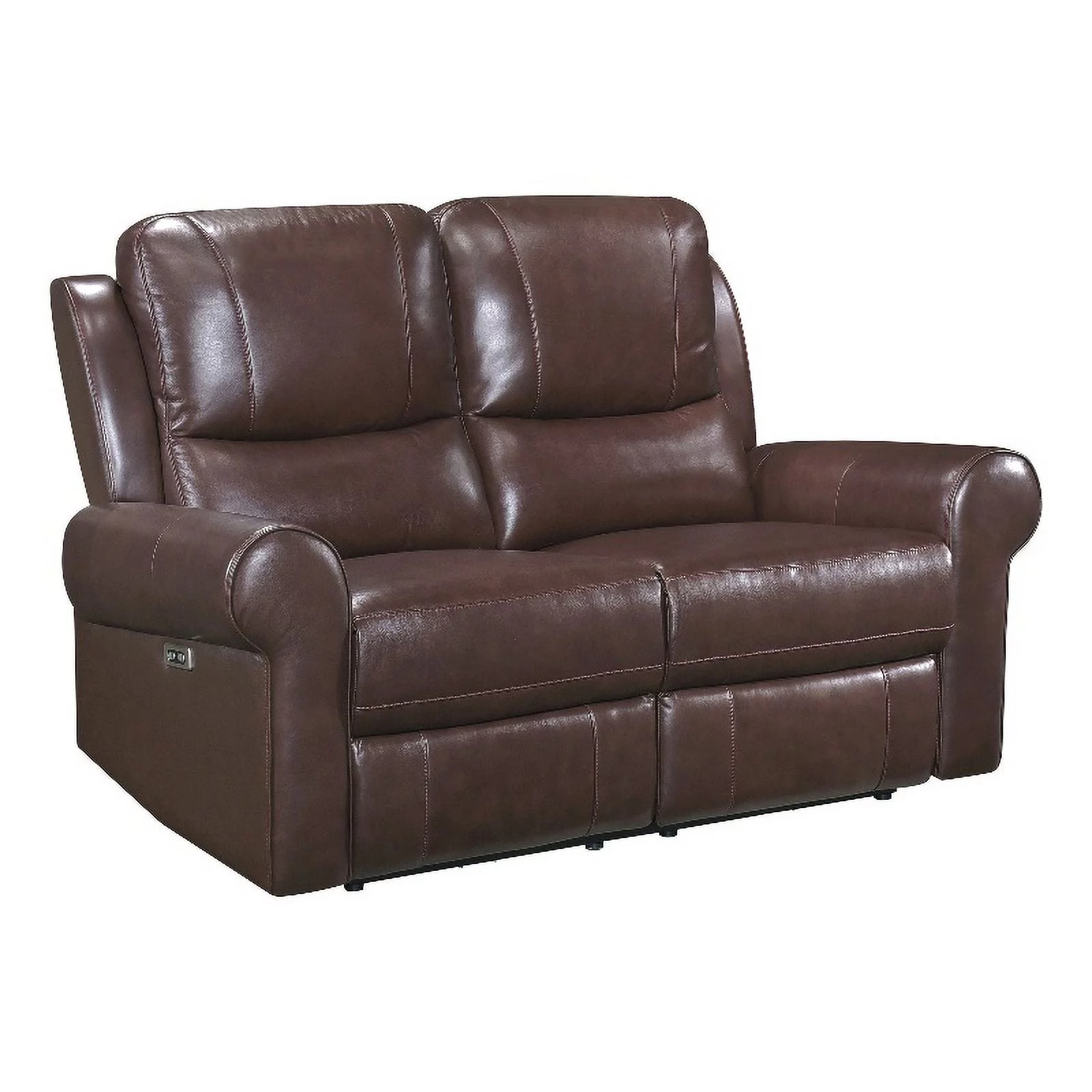 Lexicon McCall Leather Match Power Double Reclining Love Seat in Brown