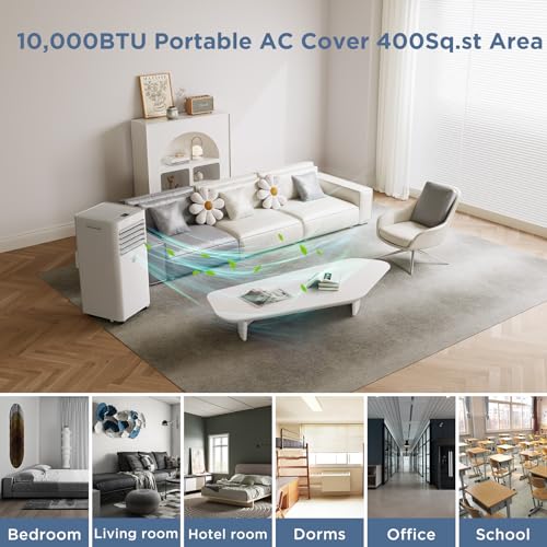 LUBAIR Portable Air Conditioners Up to 300 Sq.Ft, Portable AC for Room with Remote Control, Built-in Dehumidifier, Fan, Easy Window Installation Kit