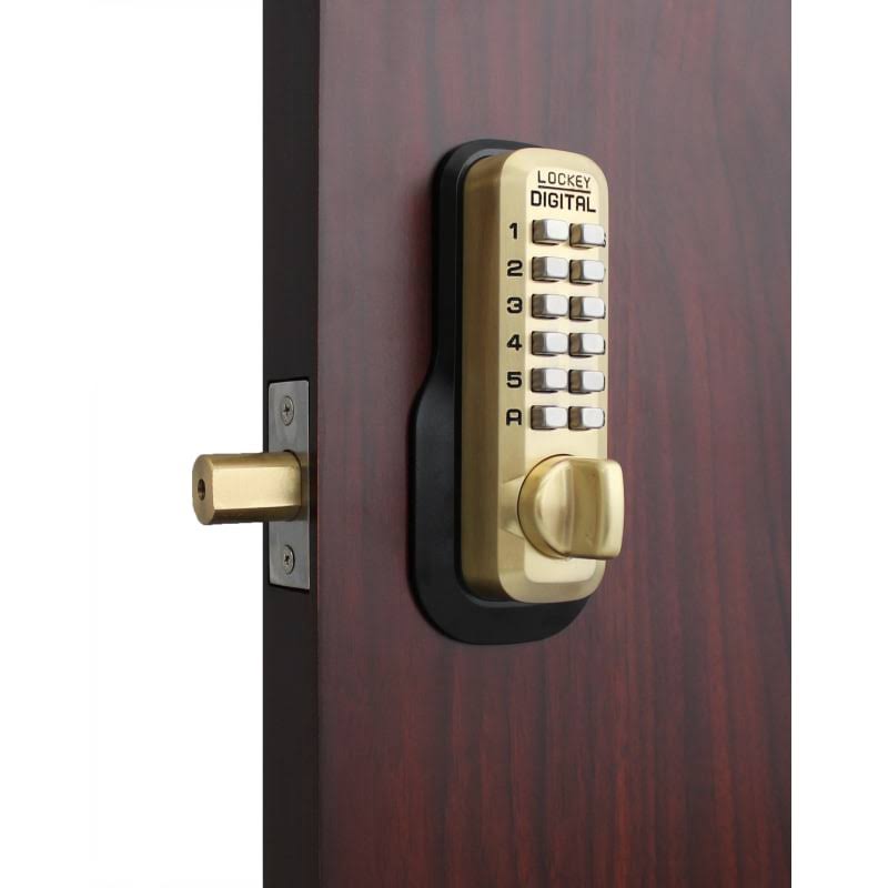 Lockey USA M210-EZ SB Satin Brass Mechanical Keyless Digital Combination Deadbolt Lock