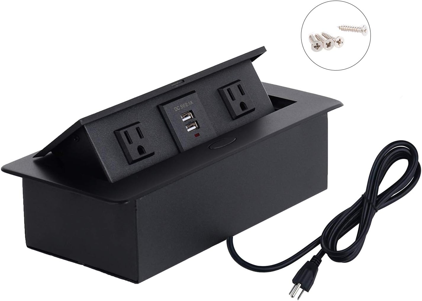 Zeshan Pop up Outlet Desktop Connection Box Conference Table Power hub Desktop Power Grommet with Power, USB, RJ45, VGA, HDMI, 3.5 mm Audio for Office Silver Pack of 2