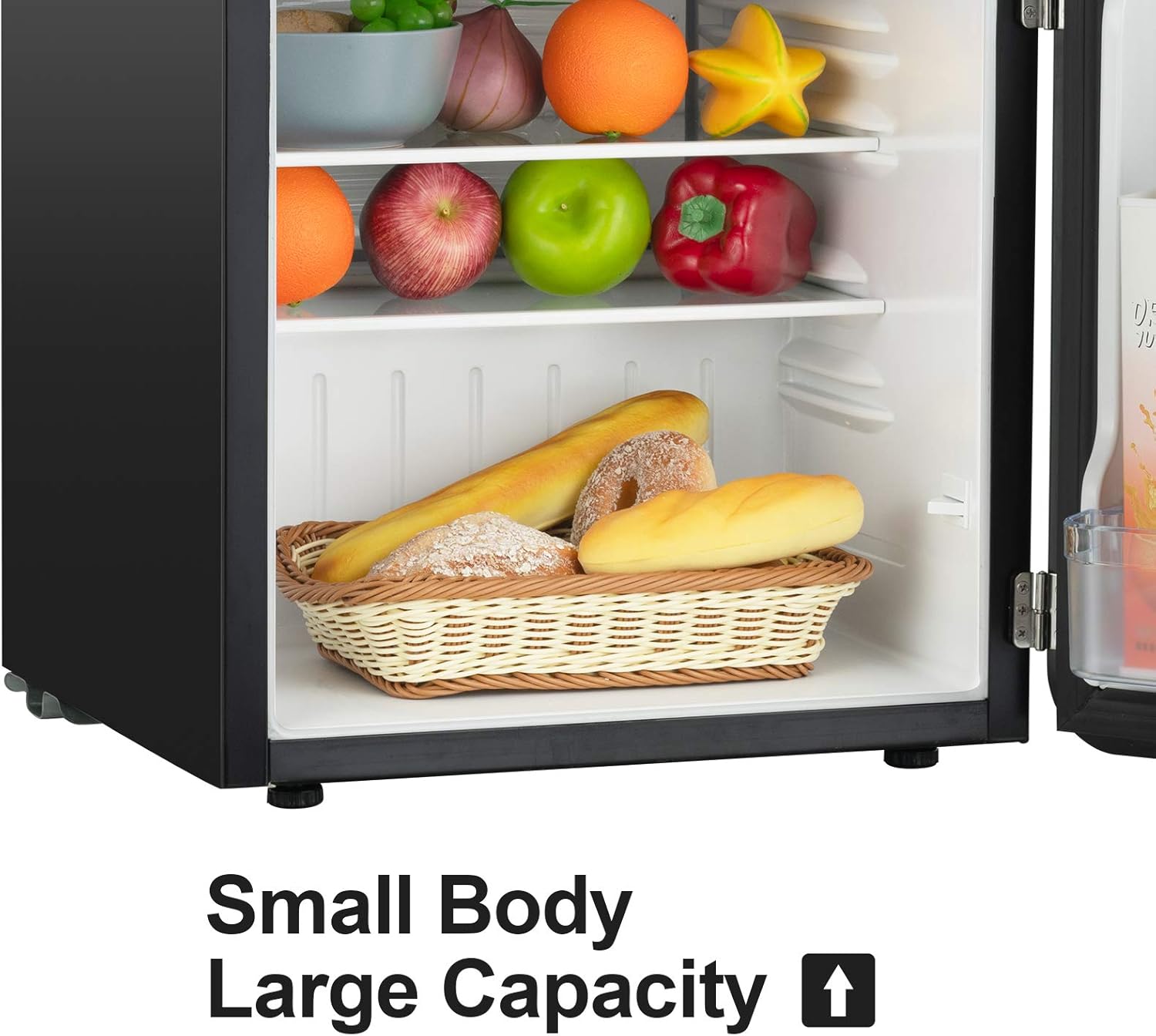 KUPPET Classic Retro Compact Refrigerator Single Door, Mini Fridge with Freezer, Small Drink Chiller for Home,Office,Dorm, Small beauty cosmetics Skin care refrigerated for home,1.6 Cu.Ft (Black)