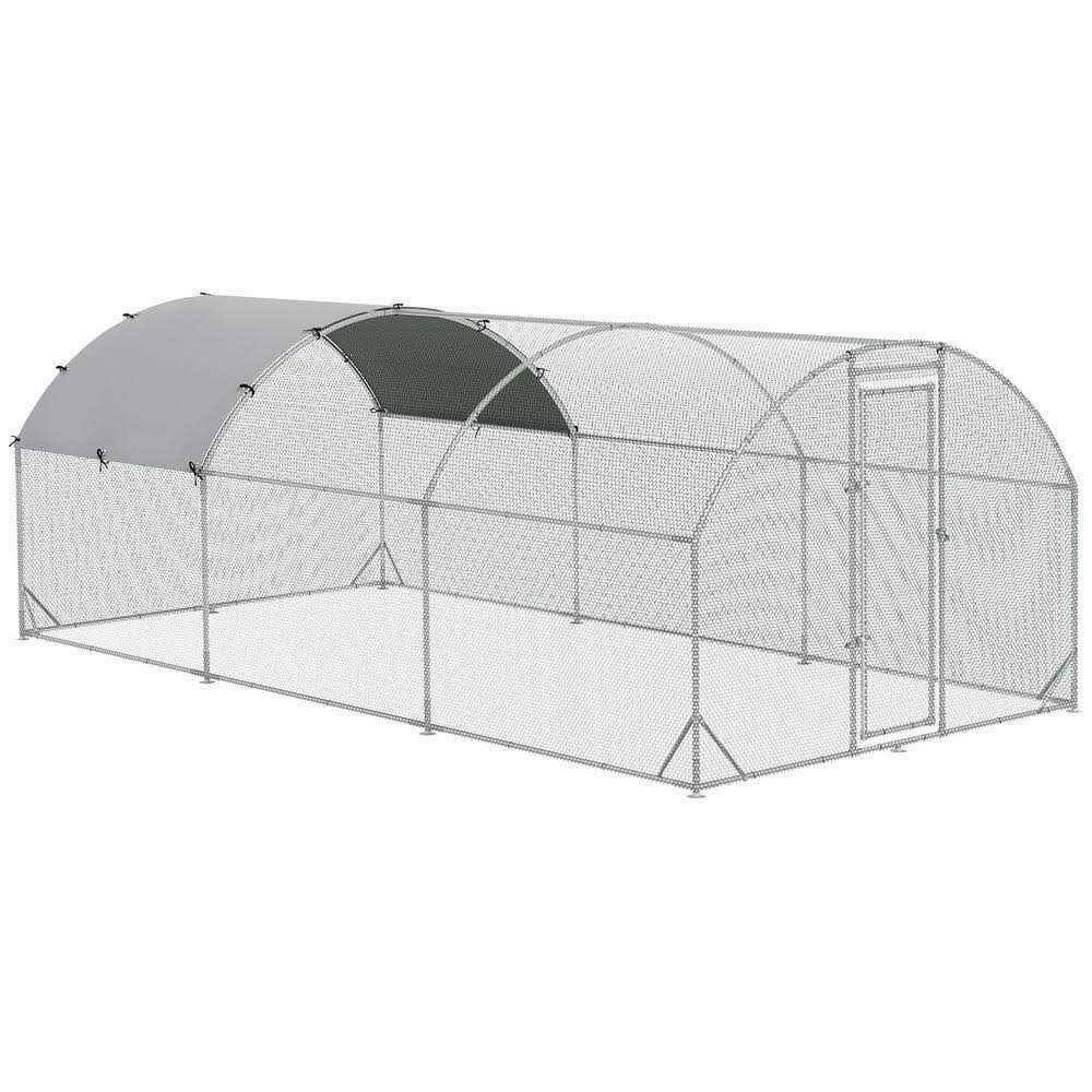 PawHut Metal Chicken Coop Walk-in Enclosure with Cover - Pet Supplies online store