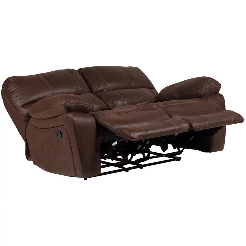 Corvallis Transitional Leather-Look Microfiber Reclining Loveseat - Brown