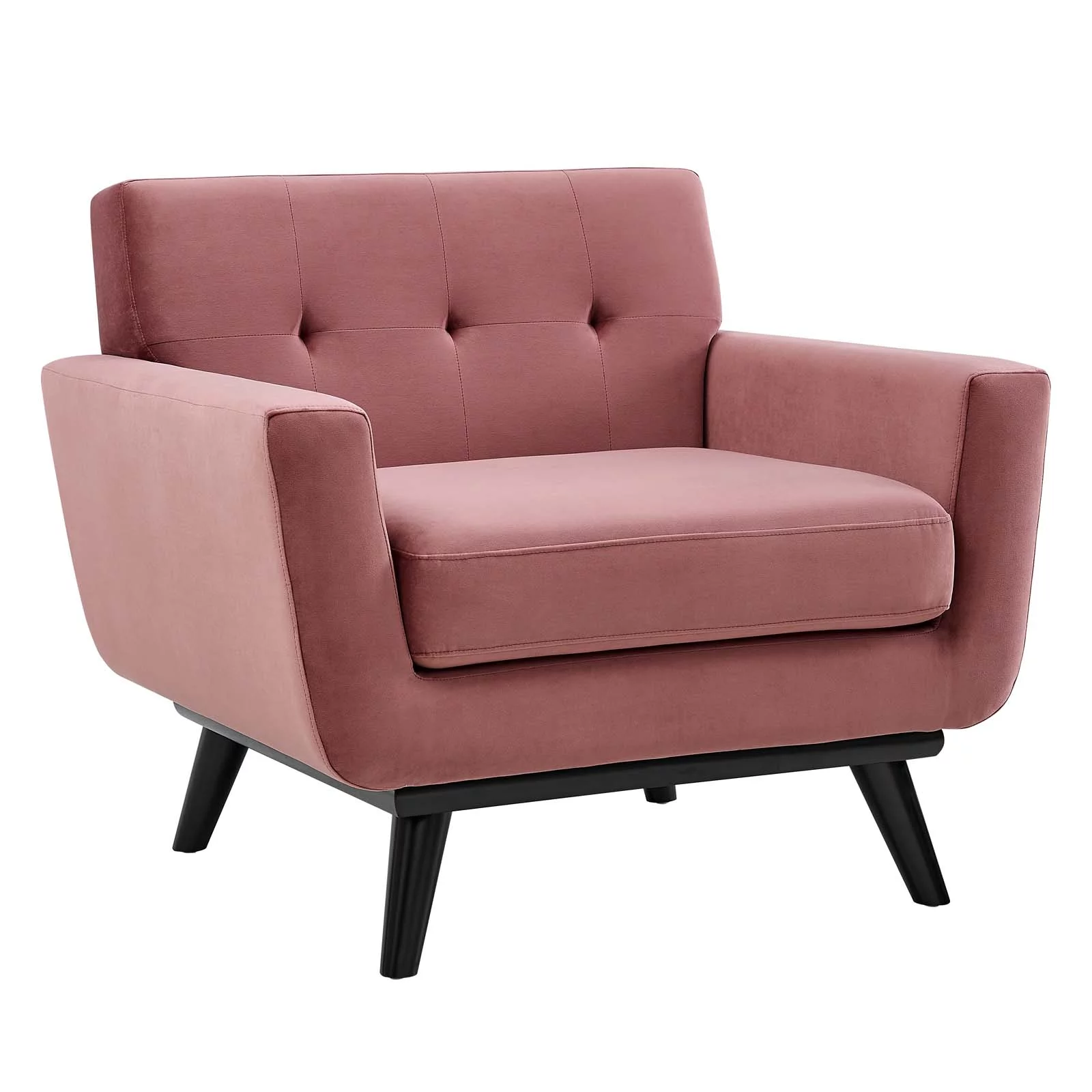Modway Engage Performance Velvet Armchair in Dusty Rose
