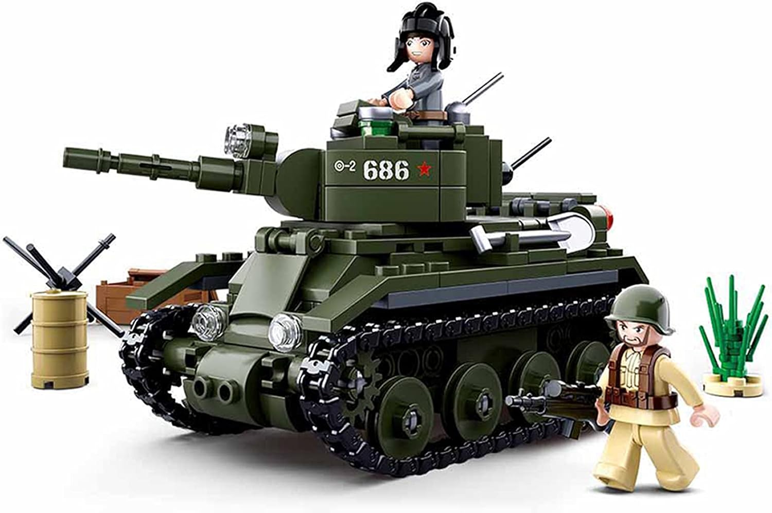 Octopbrik WW2 Army BT-7 Light Cavalry Tank, Compatible with Major Brand, Military Building Blocks Toys for Kids Age 3+ (347PCS)