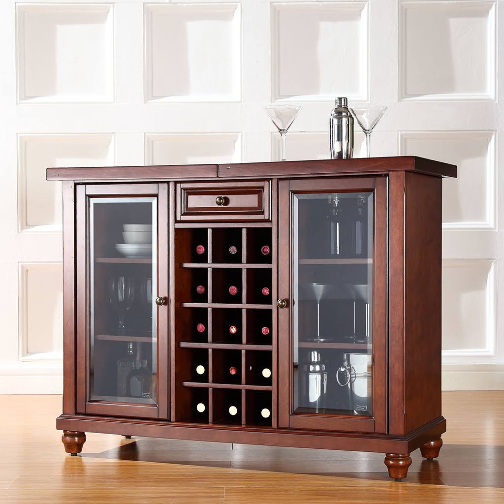 Crosley Cambridge Sliding Top Bar Cabinet Vintage Mahogany