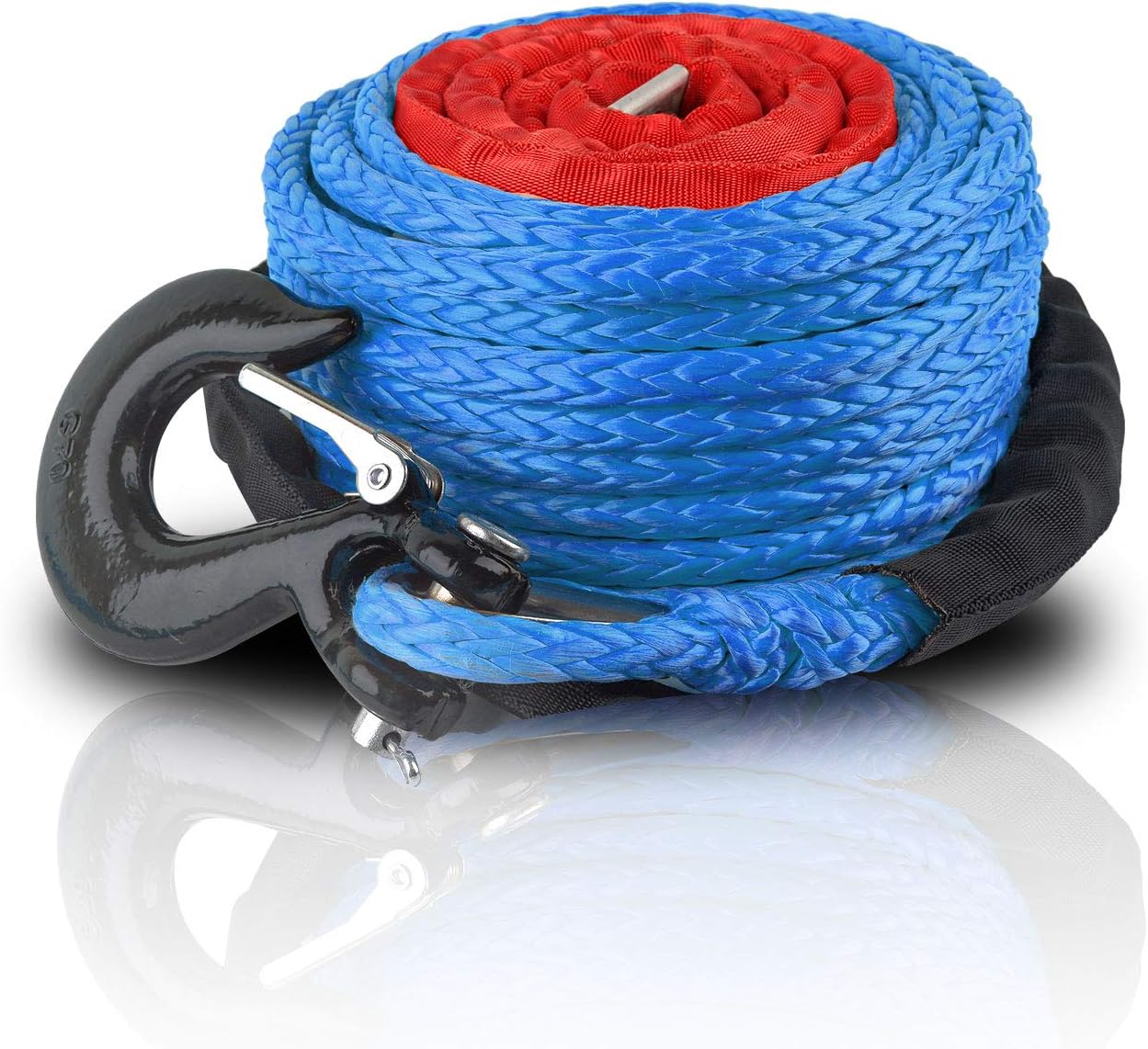 ZESUPER 3/8" x 100ft Synthetic Winch Rope Dyneema Winch Cable Car Tow Recovery Cable Winch Line Cable 23809 lbs for 4WD Off Road Vehicle Truck SUV Jeep(Orange)