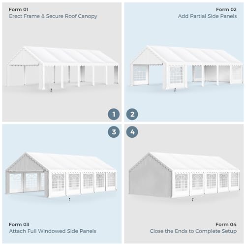 GREEN PARTY 20x40FT Party Tent Heavy Duty, Large Wedding Event Shelters with 7 Carry Bags & Removable Sidewalls, Outdoor Canopy Gazebo Commercial Tents for Parties Carport Camping Garden Patio
