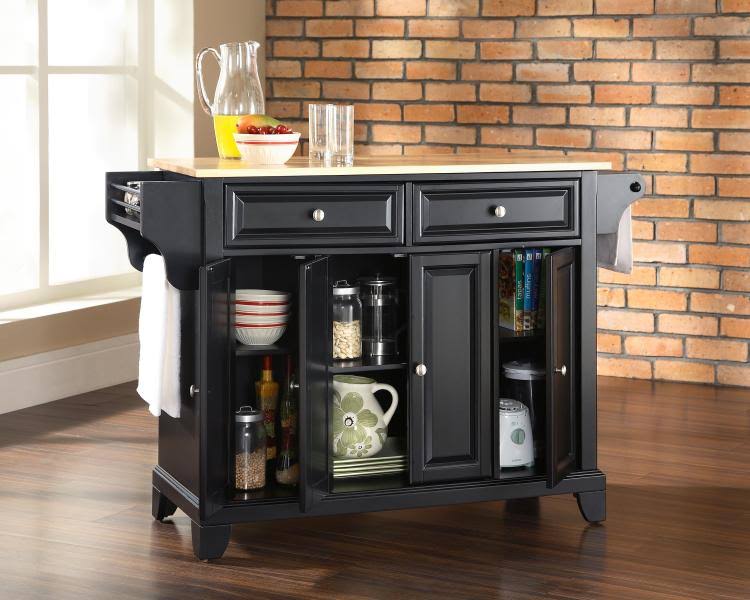 Crosley Furniture Natural Wood Top Kitchen Island, Cherry