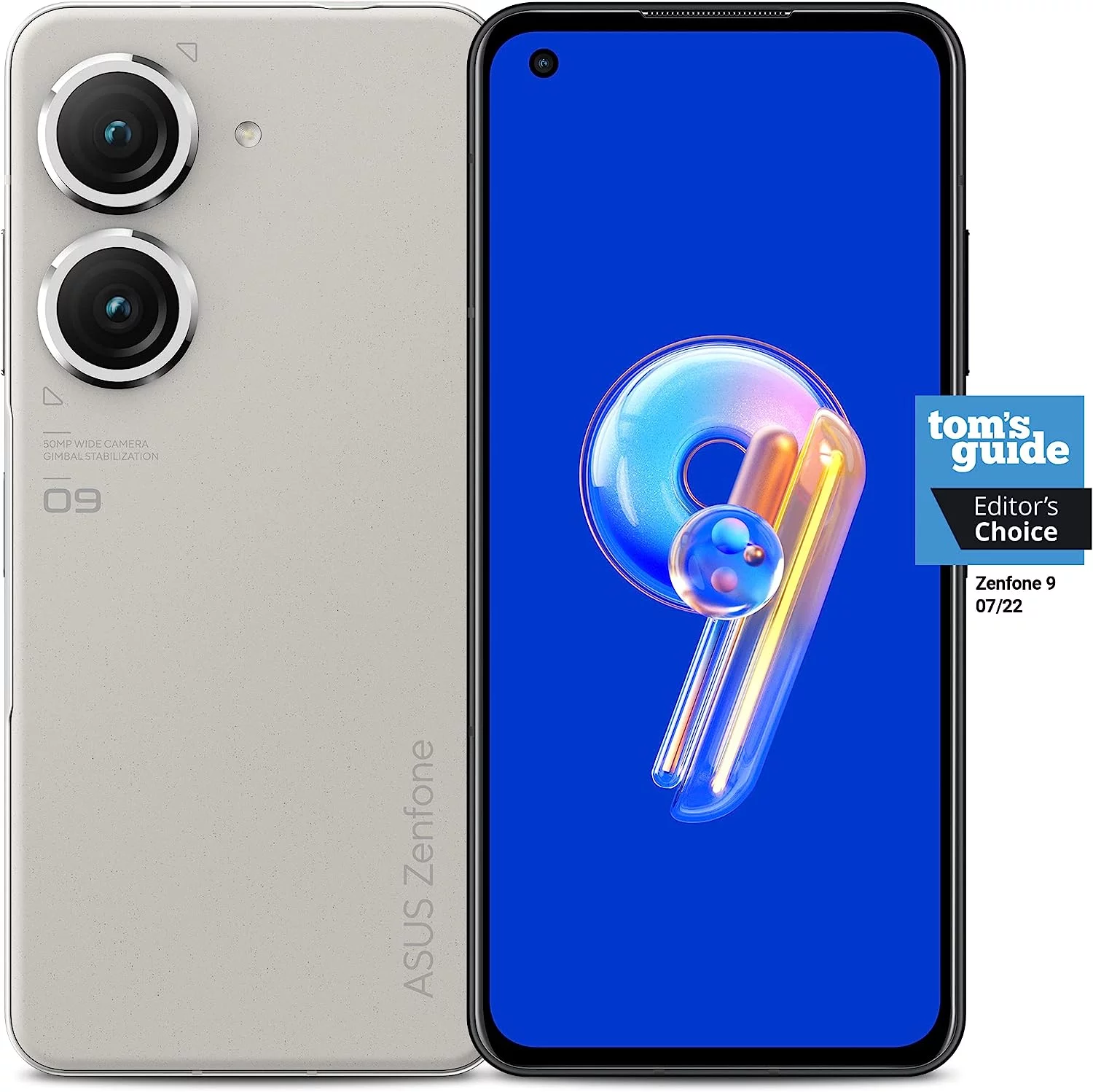 ASUS ZenFone 9, 5.9” FHD+ 2400x1080 AMOLED 120Hz, 50MP/12MP Dual Camera, 8GB, 256GB, 5G LTE Unlocked Dual SIM, White, US Version, AI2202-8G256G-WH