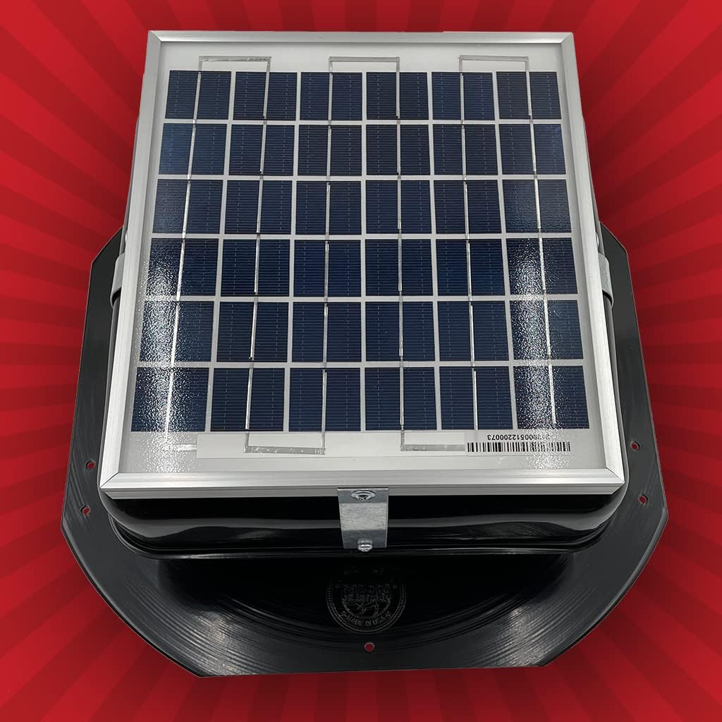 Solar RoofBlaster 2.0 with Black Vent | Solar Attic Vent | Solar Roof Vent | Solar Roof Attic Fan | New and Improved Design