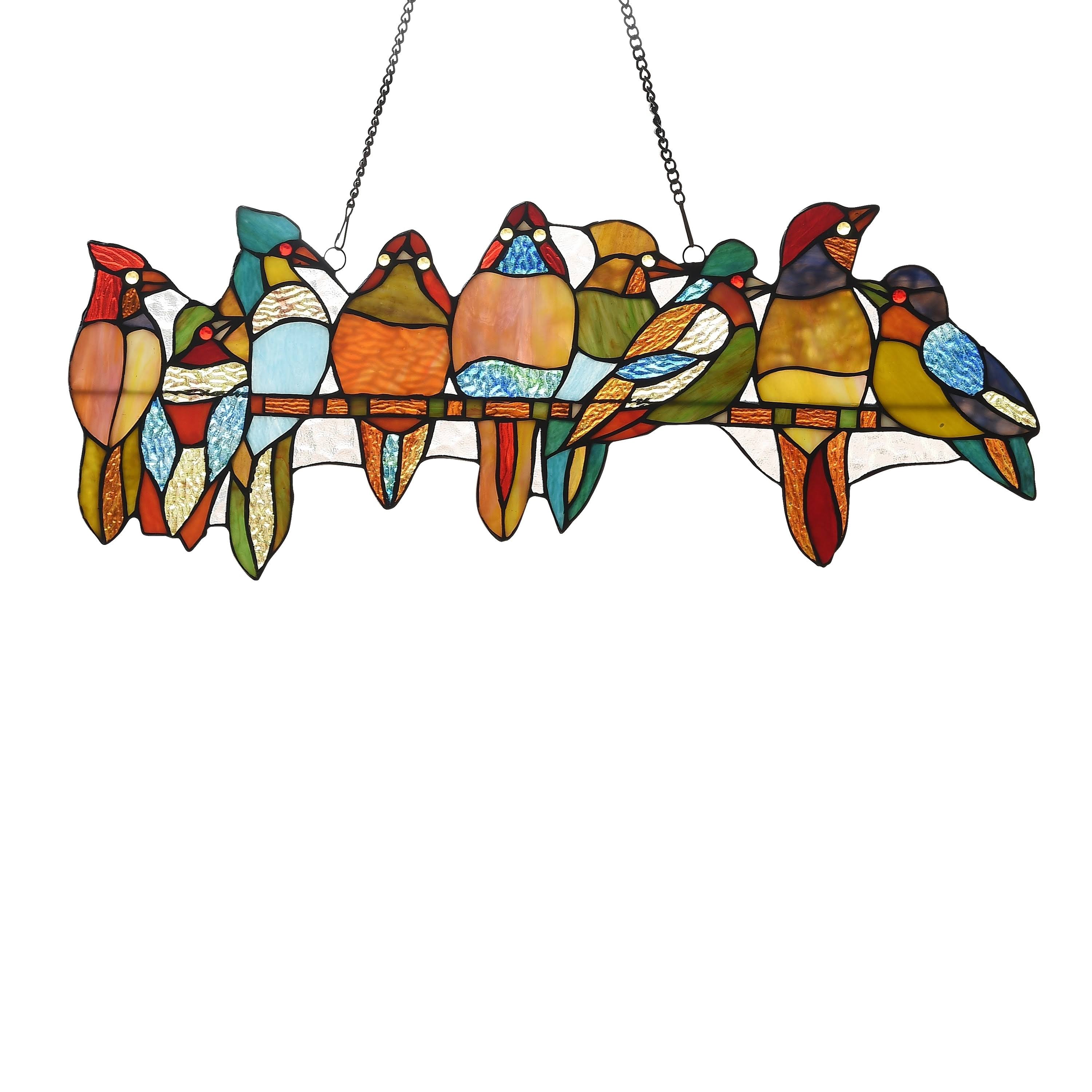 Gracewood Hollow Deffalah 141-Piece Stained Glass Birds Window Suncatcher