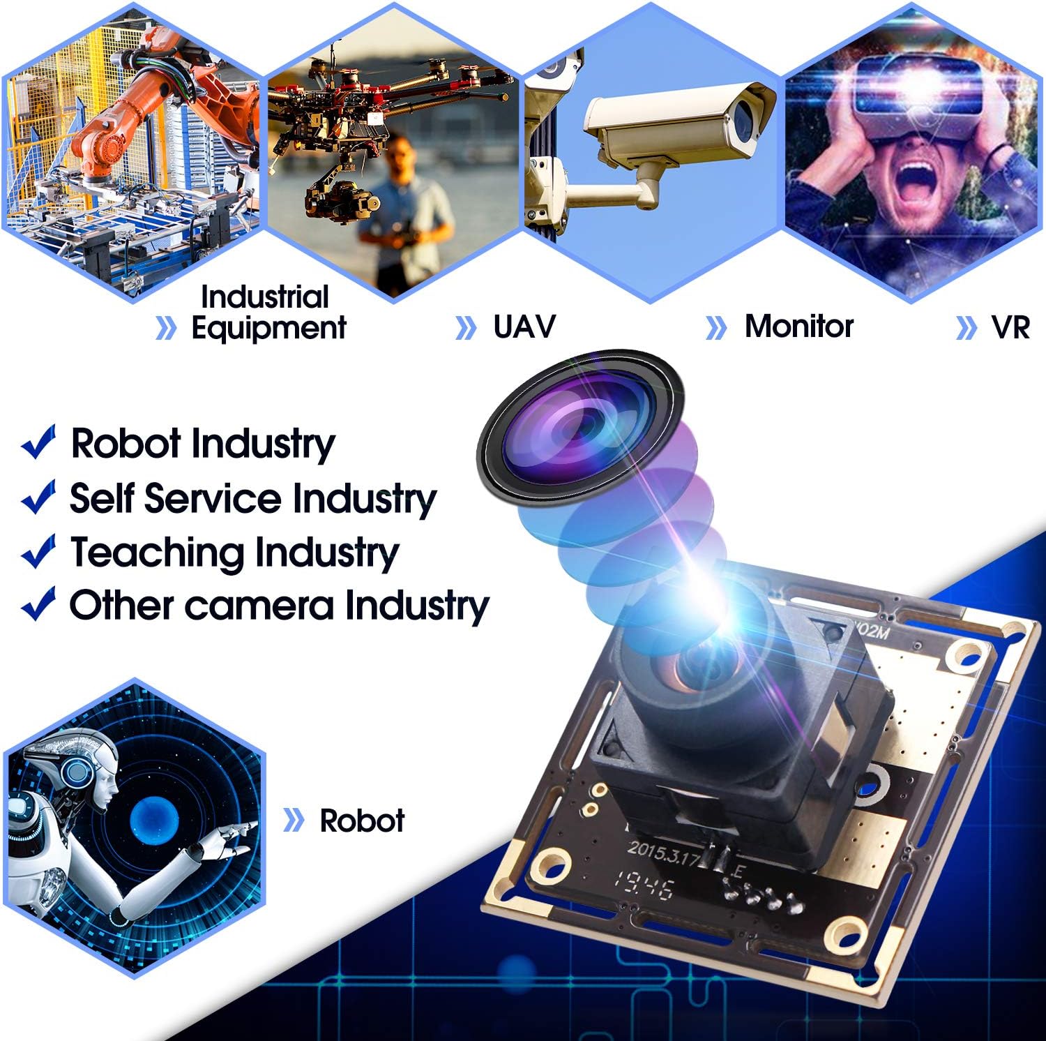 Autofocus 5 Megapixel USB Camera Module with 170 Degree Fisheye Lens HD 2592X1944 USB Webcamera with CMOS OV5640 Sensor USB with Camera,Mini Webcam for Windows Mac Andriod Linux,Plug&Play