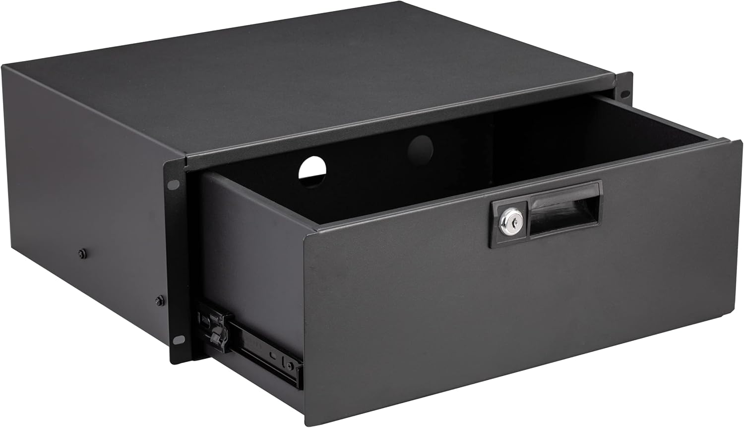 Kenuco Rack Mountable Server Cabinet Case 19" Rack Mount DJ Locking Lockable Deep Drawer with Key 1U