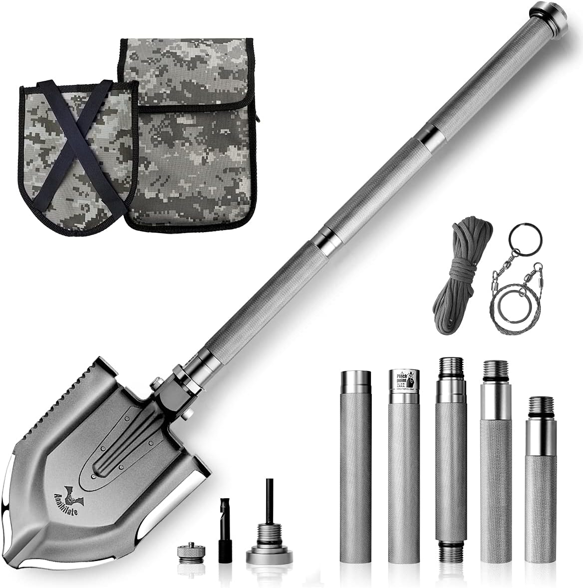 Zune Lotoo Survival Camping Shovel Folding Tactical Gear Military 24 in 1 Multifunctional Emergency Outdoor Fishing Folding Off-Roading Camping Hiking Multi Tool to RV Owner