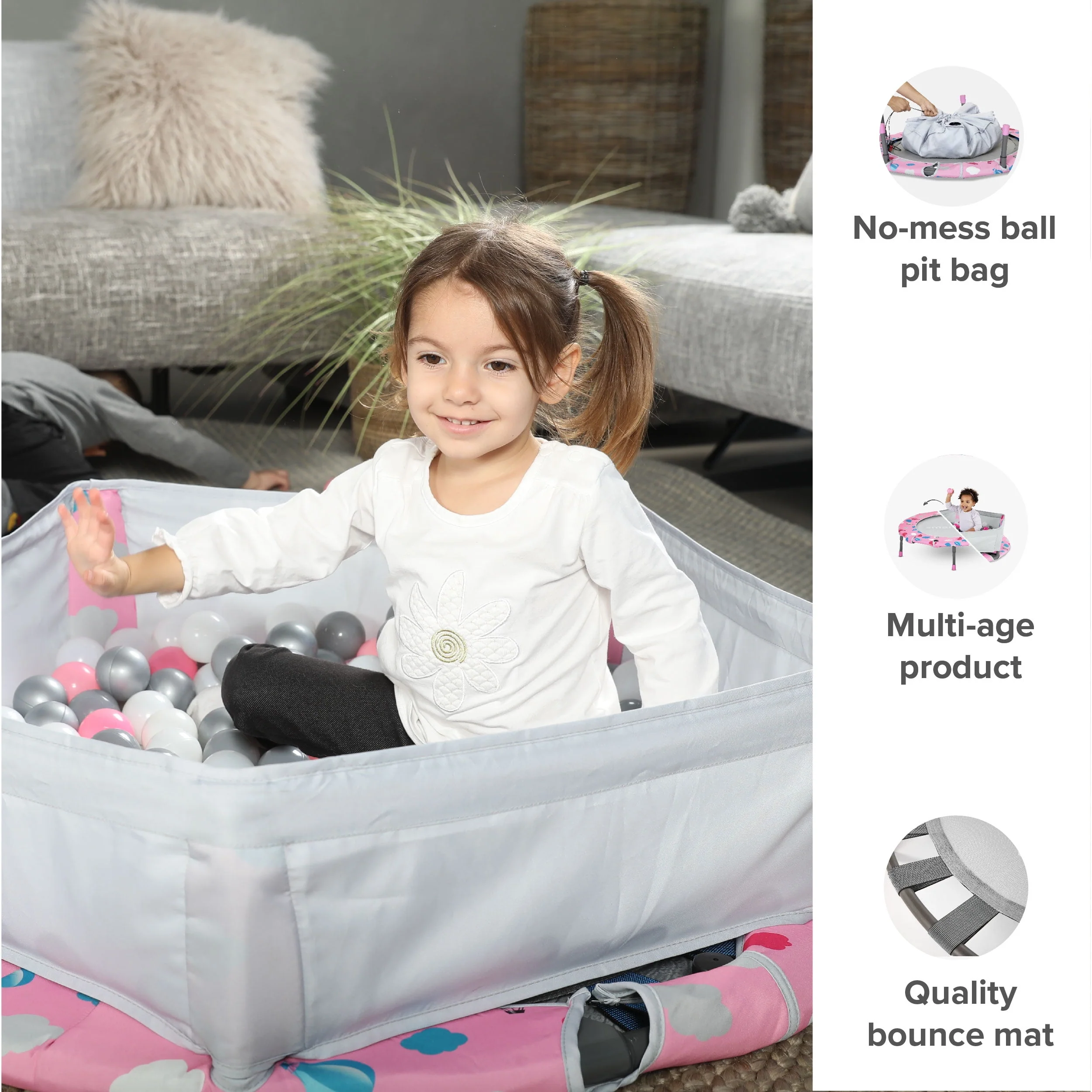 smarTrike 2-in-1 36-inch Indoor Folding Trampoline with Handlebar